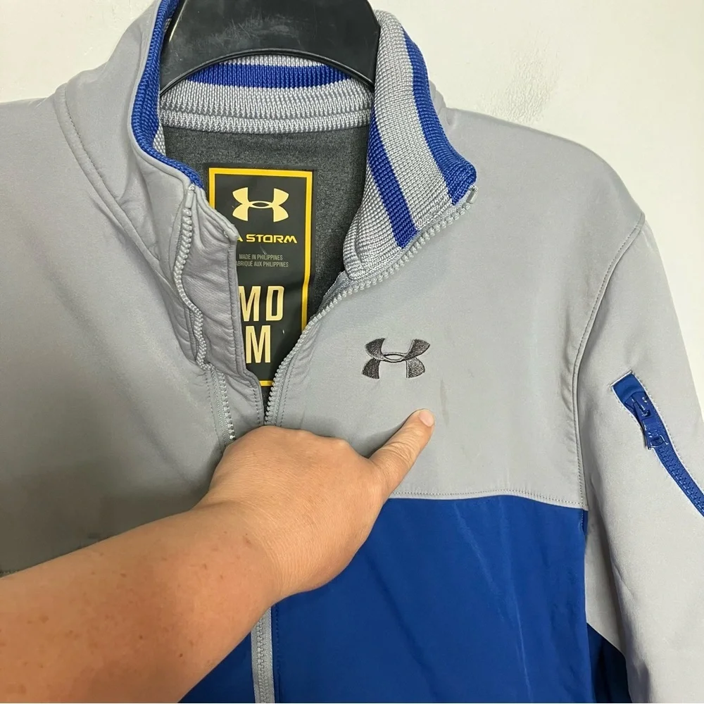 Under Armour Storm full zip jacket gray blue men’s size medium casual athleisure